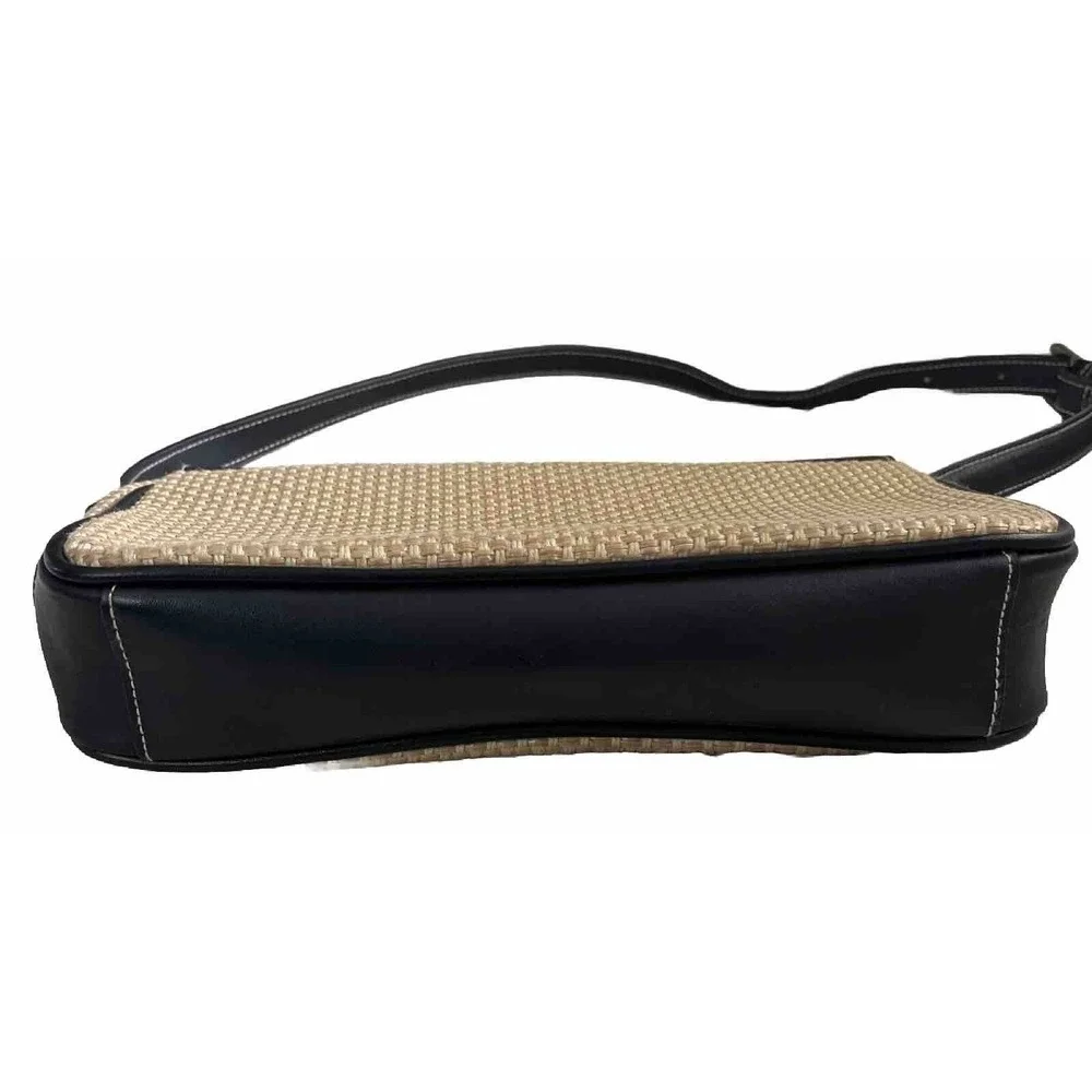 Amanda Smith Woven Weave Shoulder Bag Beach Purse‎ Brown Pockets Leather